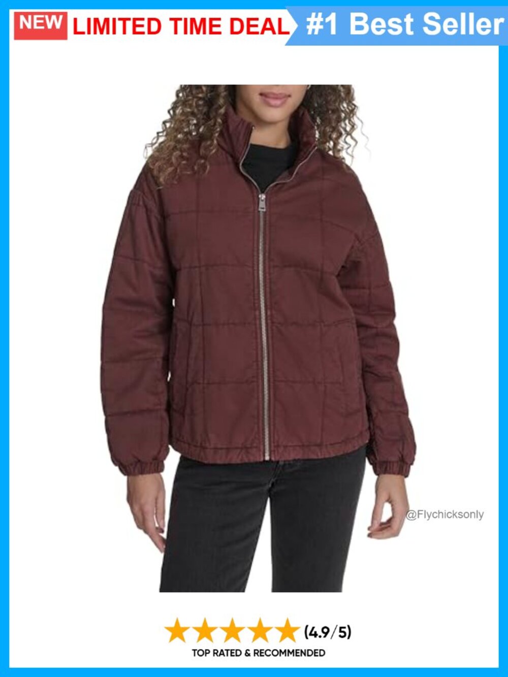Women's Quilted Cotton Jacket Zip Front Lightweight Warm Fall Coat